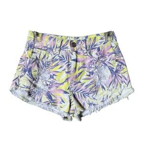 Refuge Womens Cut Off Jean‎ Micro Shorts Size 00 Y2K Festival Beachy Tropical
